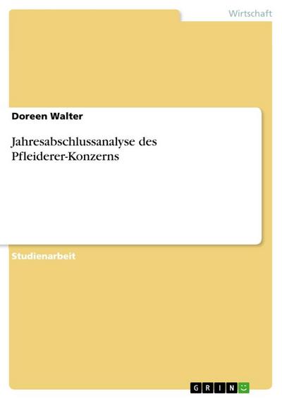 Jahresabschlussanalyse des Pfleiderer-Konzerns - Doreen Walter