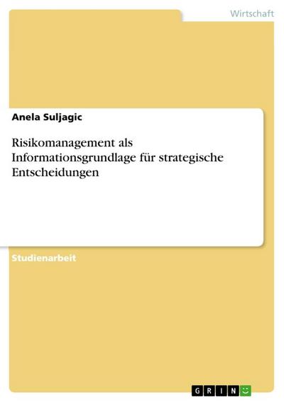 Risikomanagement als Informationsgrundlage für strategische Entscheidungen - Anela Suljagic