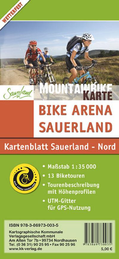 KKV Mountainbikekarte Sauerland, Nord : 13 Biketouren. Tourenbeschreibungen mit Höhenprofilen. UTM-Gitter für GPS-Nutzung. Wetterfest