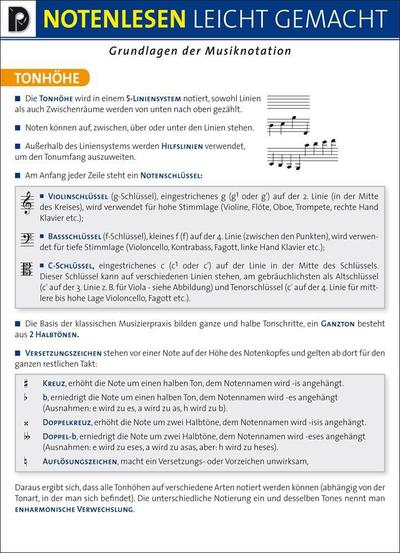 Notenlesen leicht gemacht, Grundlagen der Musiknotation : Der Folder im praktischen Taschenformat - Ursula Erhart-Schwertmann