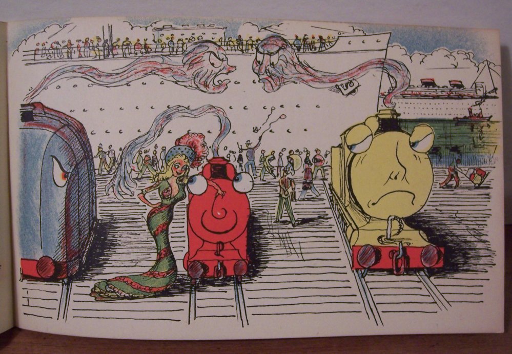 PUFFIN POSTCARD ~ THE HOLIDAY TRAIN GOES TO THE MOON BY PETER HEATON ~1946 ~ NEW 