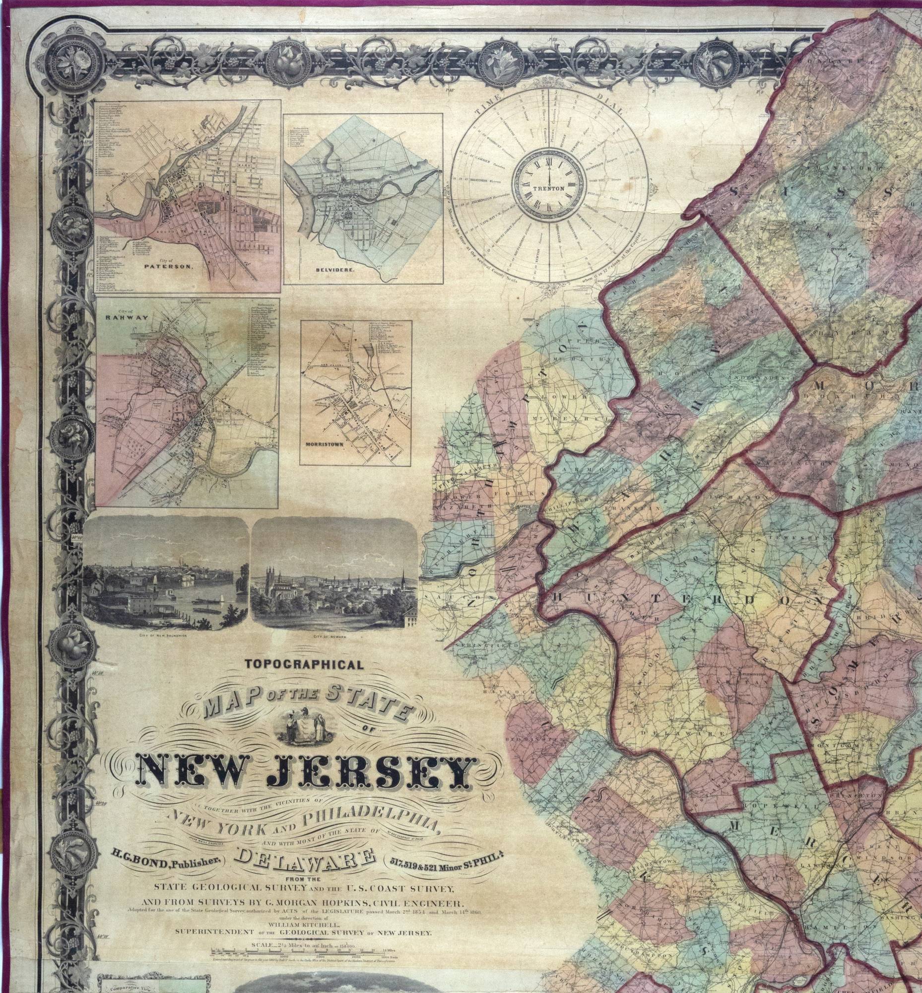 Topographical Map Of The State Of New Jersey Together With The Vicinities Of New York And