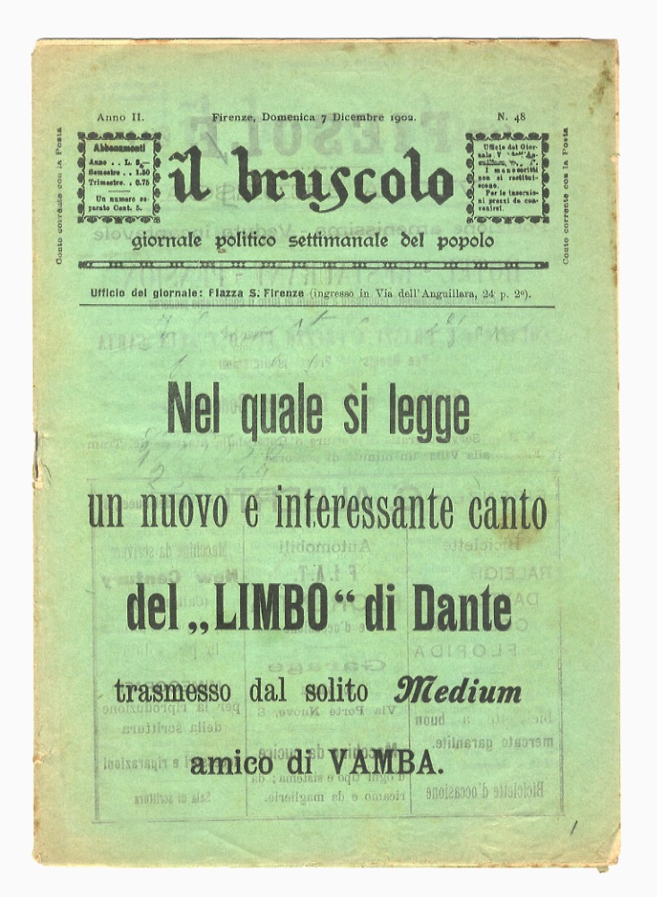Abebooks BRUSCOLO (IL) giornale politico settimanale del popolo. Gerente-responsabile: Alfredo Bussotti. Anno II. N. 48. Firenze domenica 7 dicembre 1902