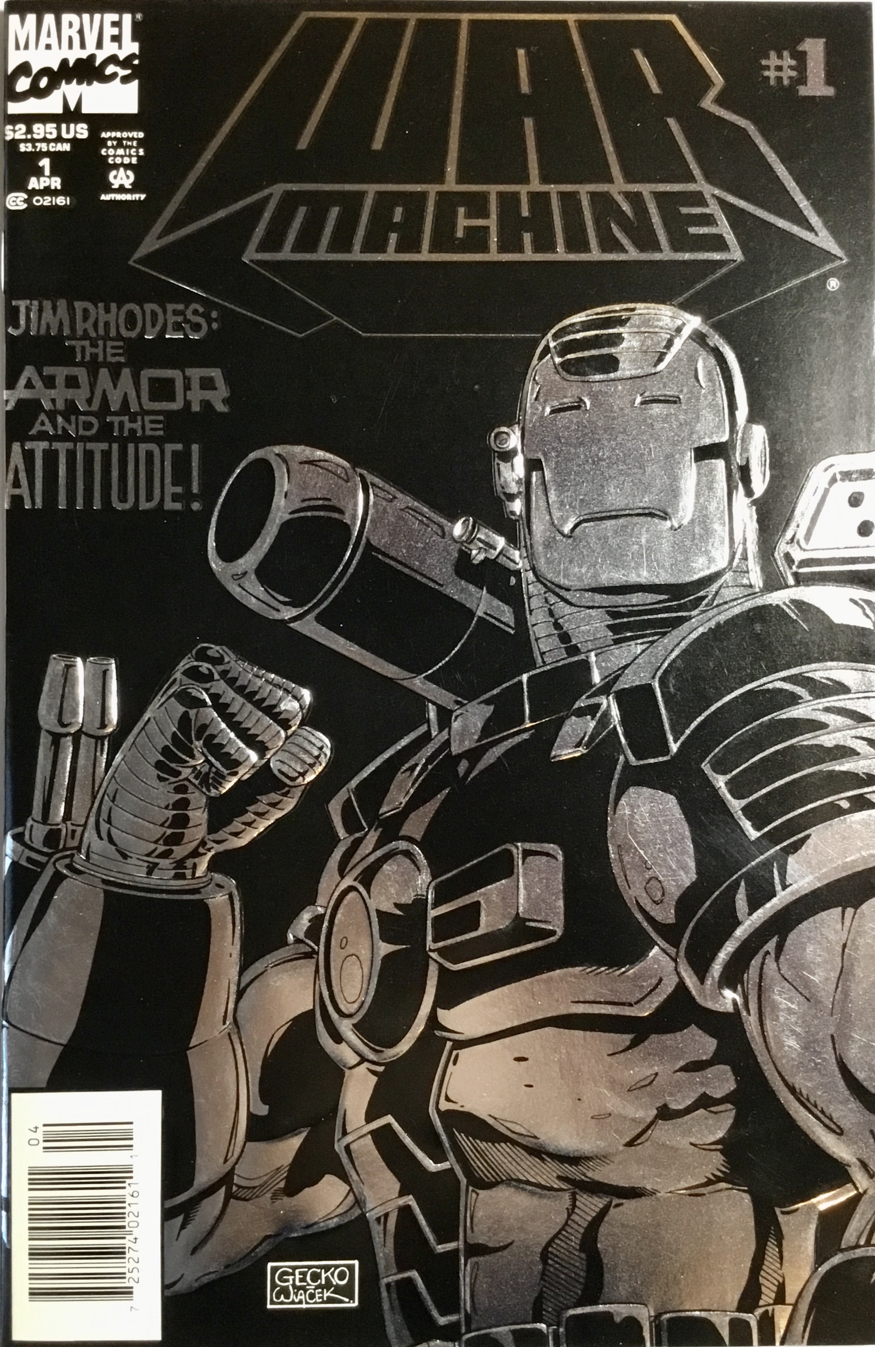WAR MACHINE No. 1 (Deluxe Newsstand Variant) April 1994 (VF/NM) by DeFALCO,  TOM : OWSLEY, JIM: (1984) 1st Edition Comic