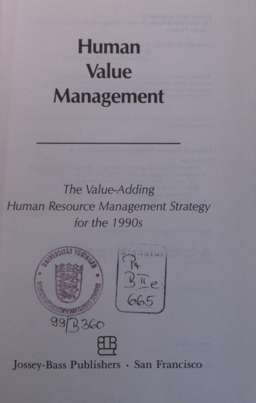 Human value management the value-adding human resource management strategy for the 1990s - Fitz-enz, Jac