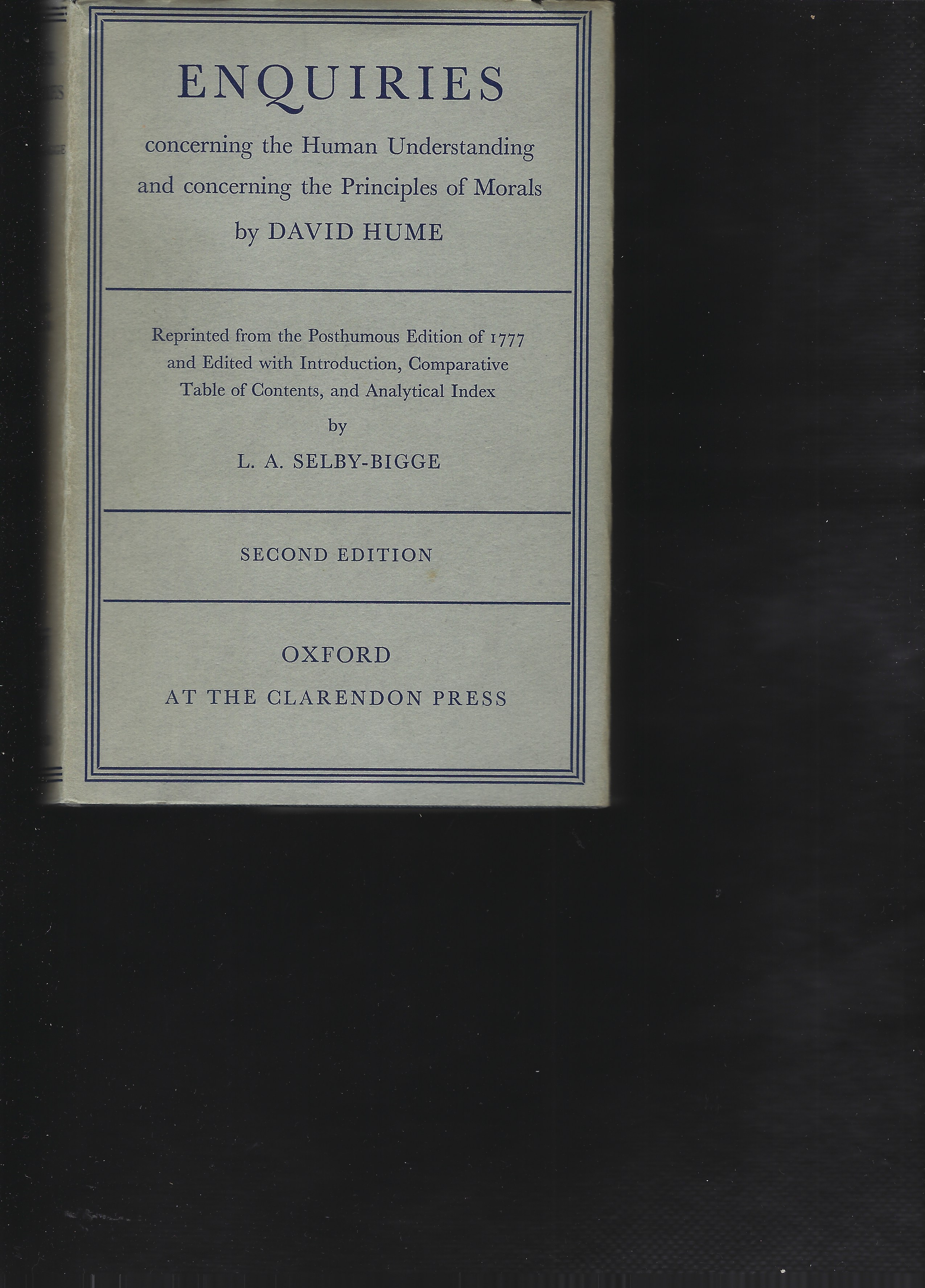 AN ENQUIRY CONCERNING THE HUMAN UNDERSTANDING AND CONCERNING THE PRINCIPLES OF MORALS - HUME, David