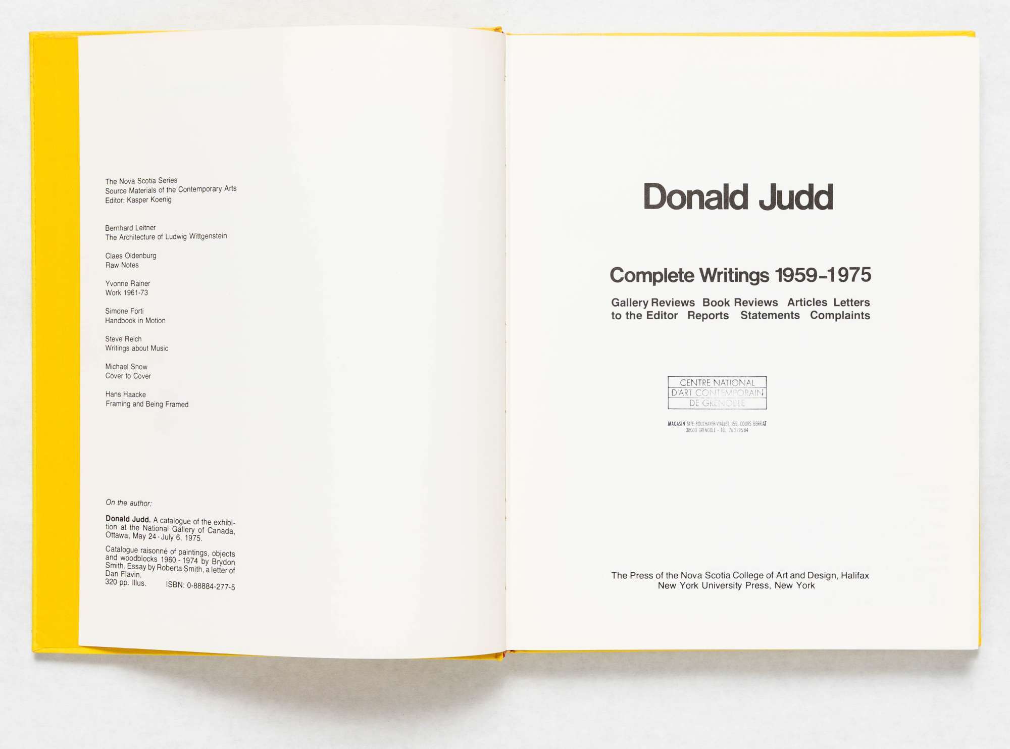 Complete Writings 1959 1975 by Judd Donald, First Edition – AbeBooks