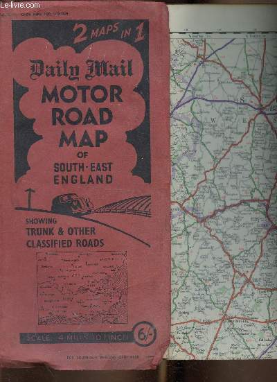 Motor Road Map of South-East England (carte dépliante). Showing trunk