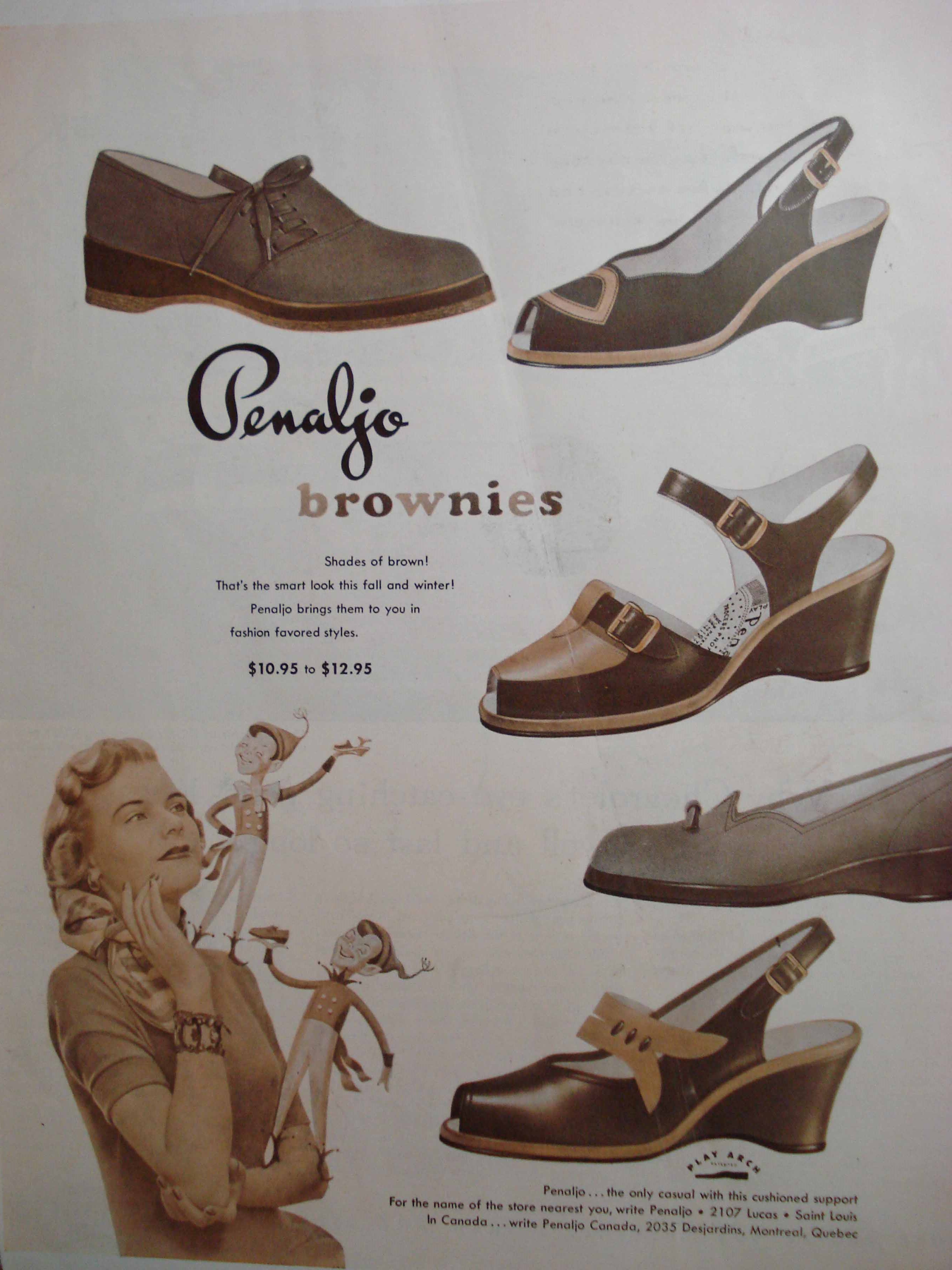 Ad for Penaljo Brownies (Shoes) "Shades of Brown" by Holiday editors:  (1953) Magazine&nbsp;/&nbsp;Periodical | Hammonds Antiques & Books