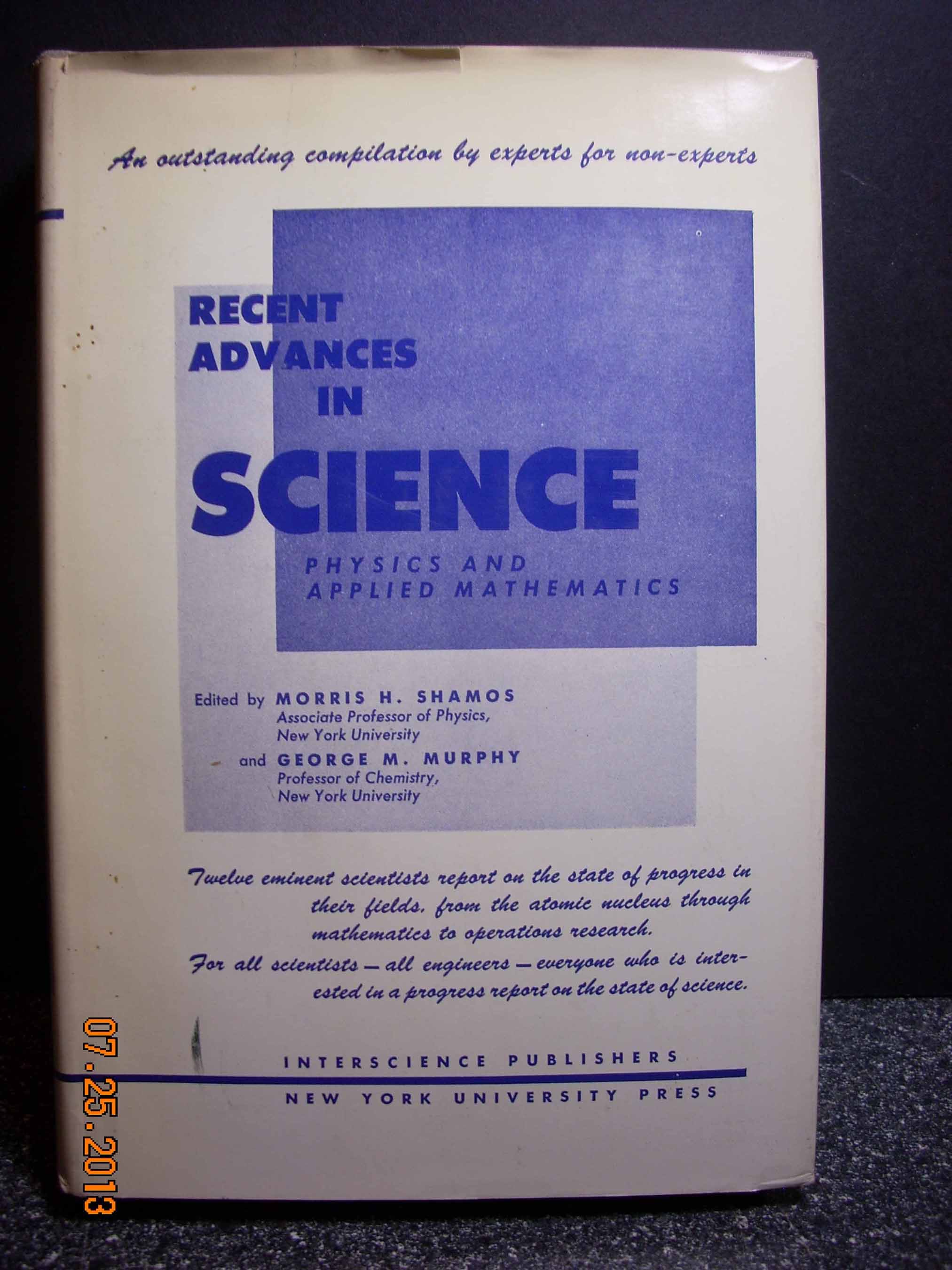 Recent advances in science physics and applied mathematics de rabi i