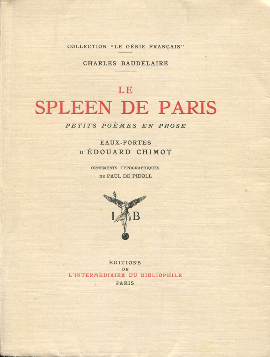 Le Spleen de Paris. [CHIMOT (Edouard)] BAUDELAIRE (Charles) : | Barnebys