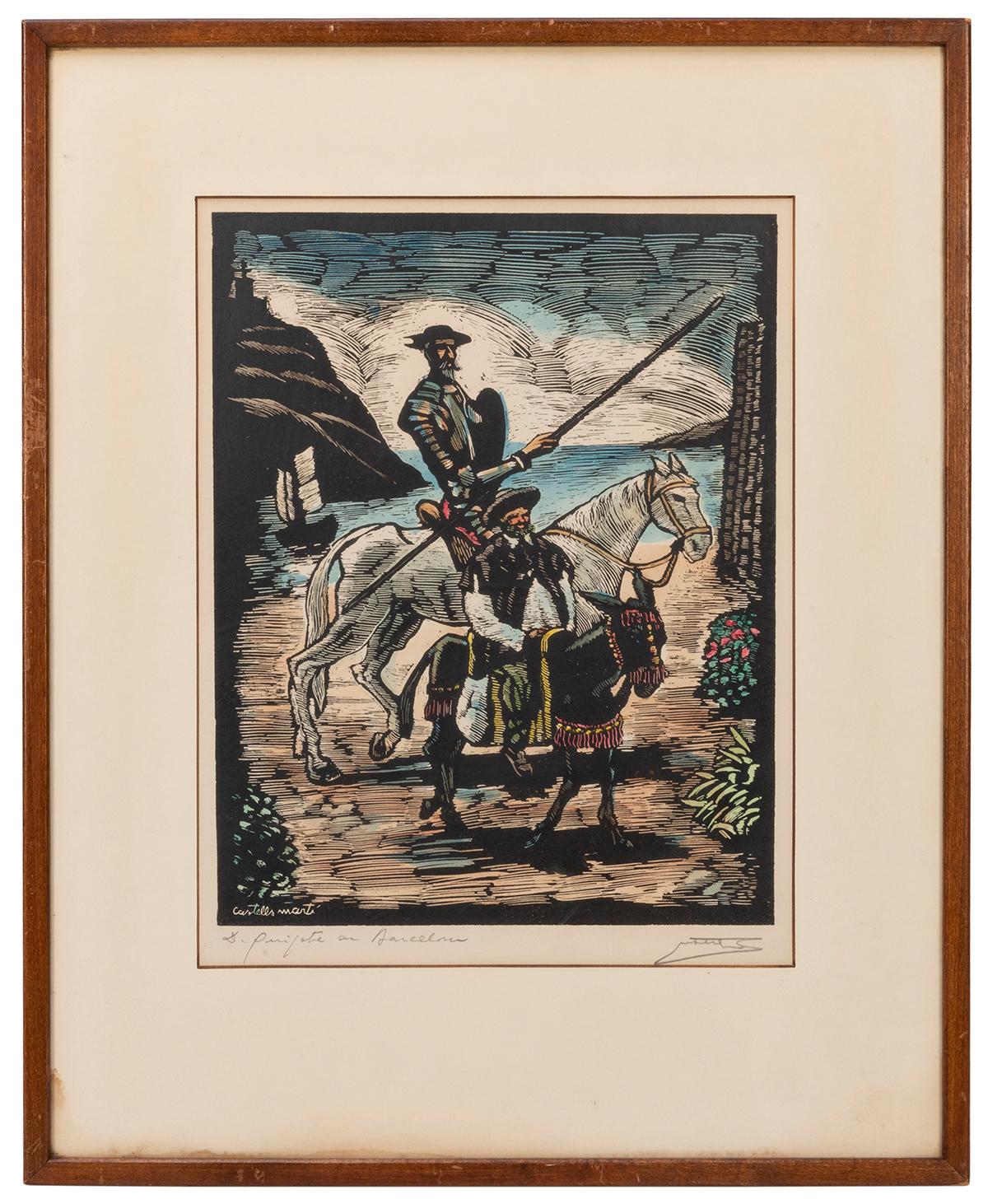 Woodcut Don Quixote Scence Handcoloured And Signed By Illustrator Framed By Juan Castells Marti 1st Edition Signed By Illustrator S Art Nbsp Nbsp Print Nbsp Nbsp Poster Neverland Books