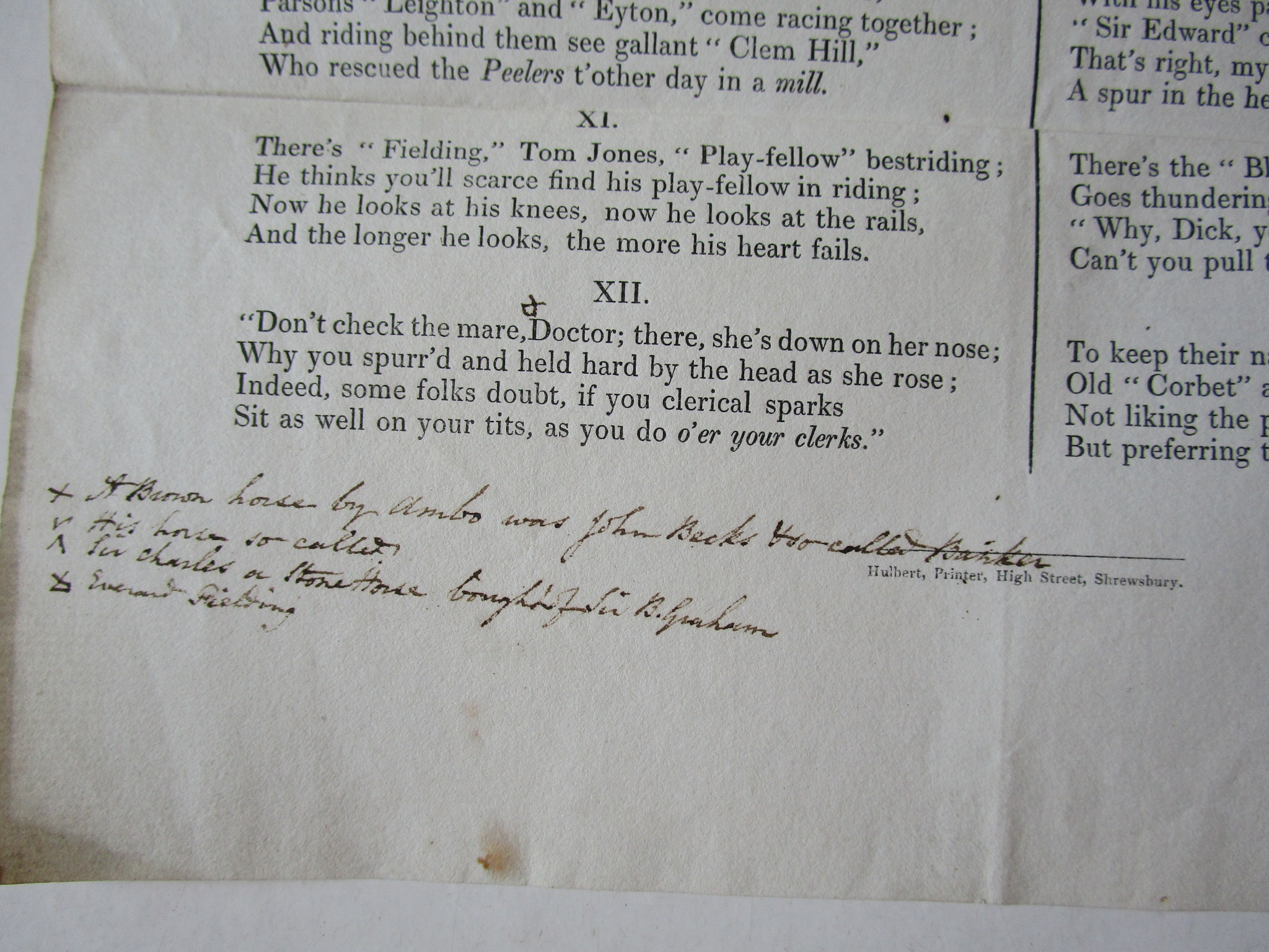 Broadside Poster A SHROPSHIRE HUNTING SONG Second Edition, with