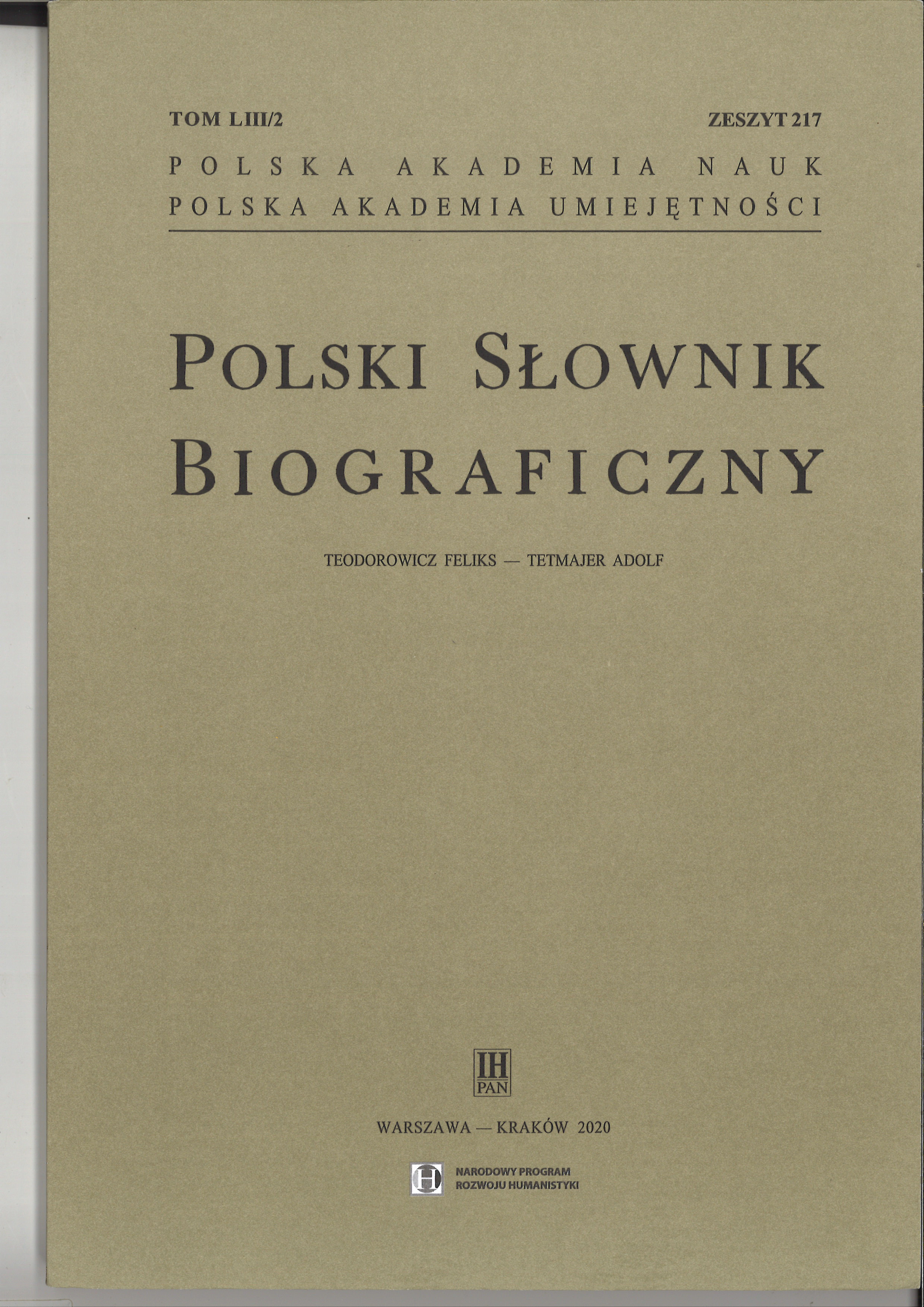 Polski slownik biograficzny. Vol 53/4 - Various Authors
