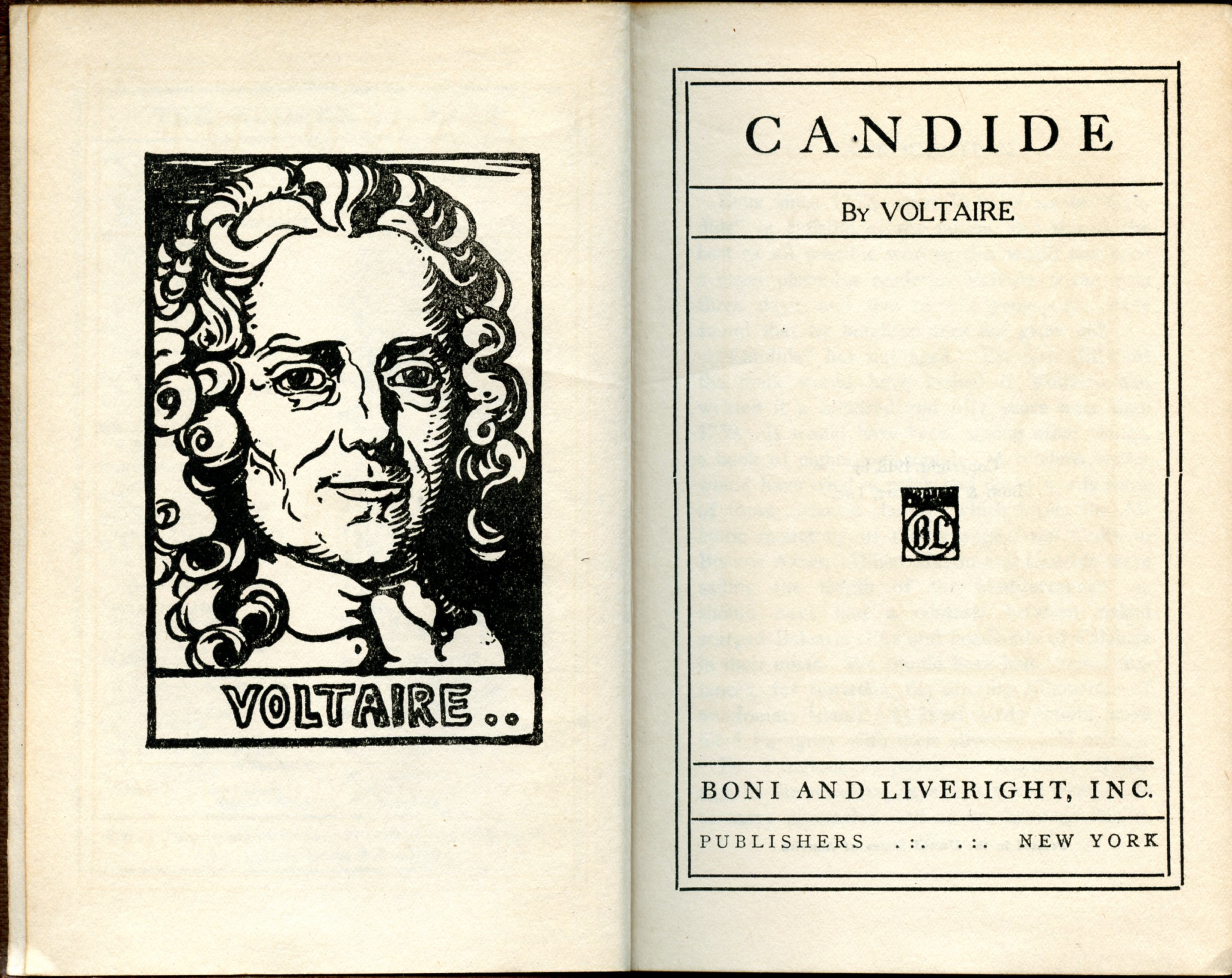 CANDIDE (ML# 47.1, BON & LIVERIGHT/TRUE FIRST MODERN LIBRARY