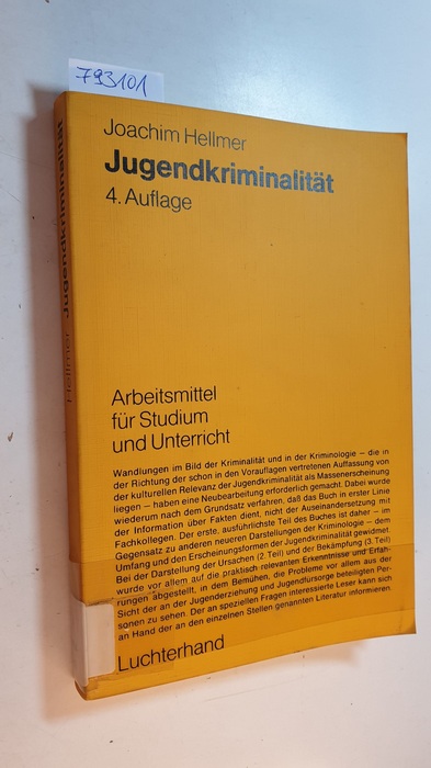 Jugendkriminalität - Arbeitsmittel für Studium und Unterricht - Hellmer, Joachim