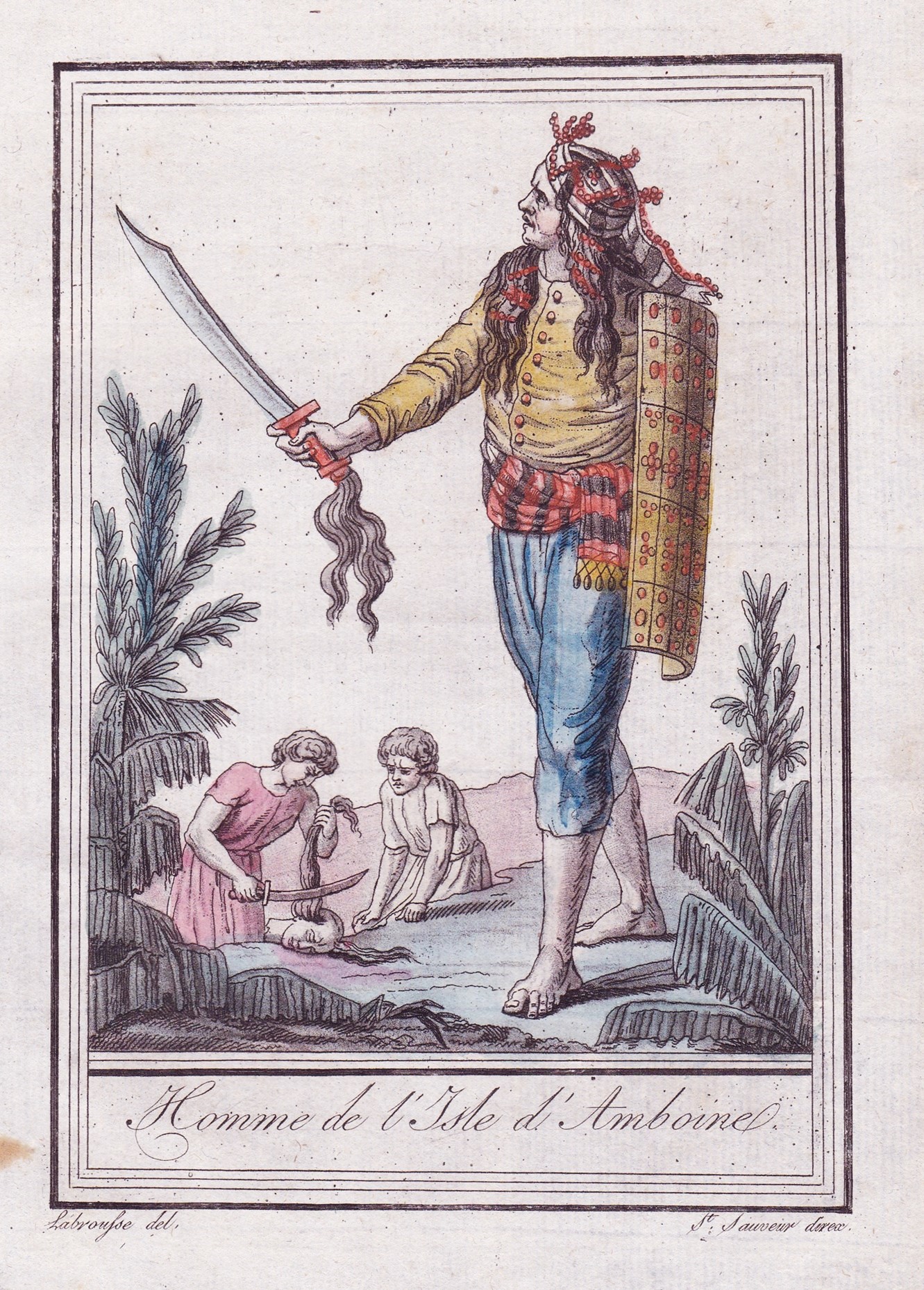 "Homme de l'Isle d'Amboine." - Ambon Indonesia Tracht costumes Jacques Grasset de Saint-Sauveur (1757-1810): [ ]