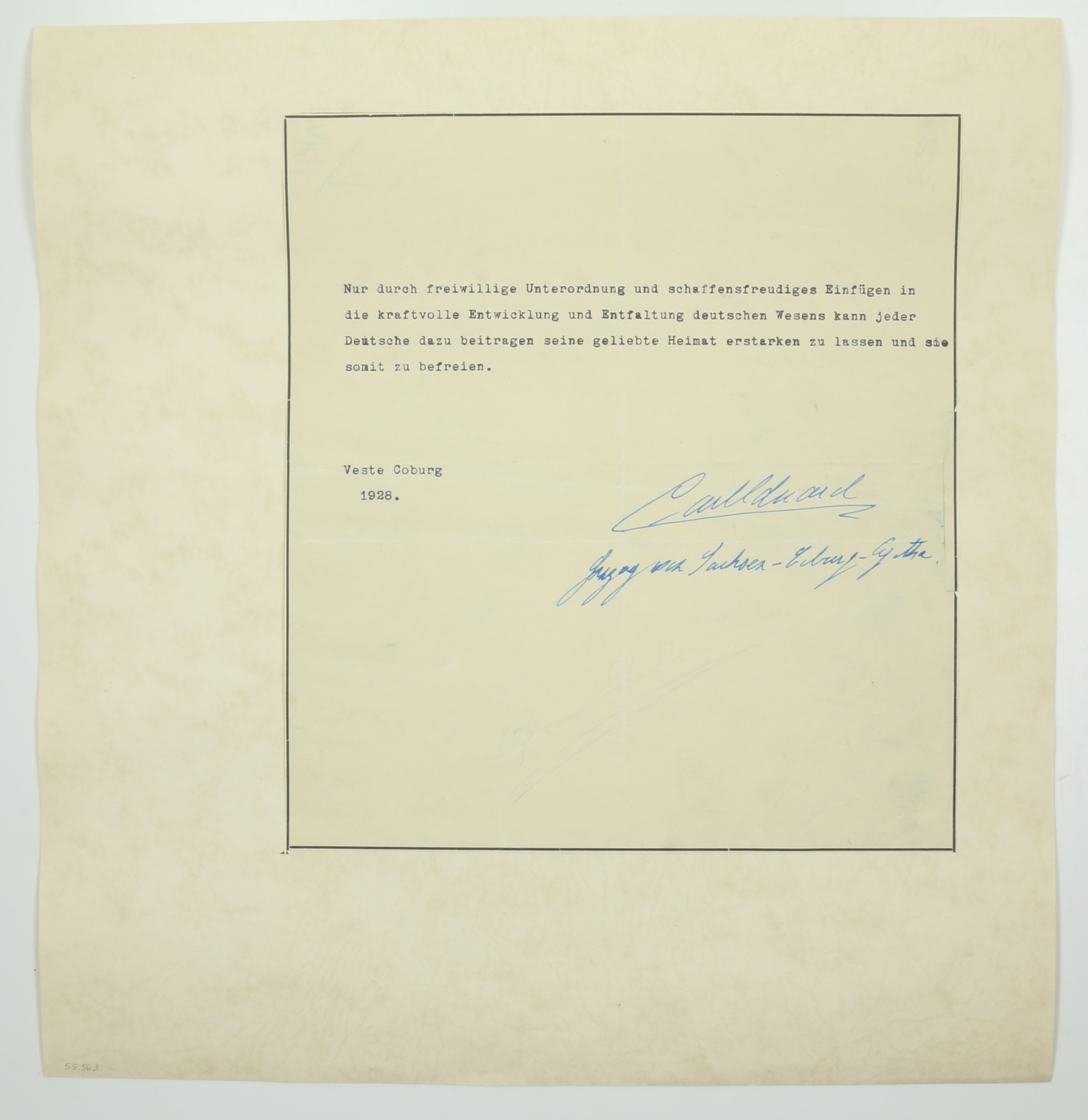 Ms. Sentenz mit eigenh. U. von Carl Eduard, Herzog von Sachsen-Coburg ...