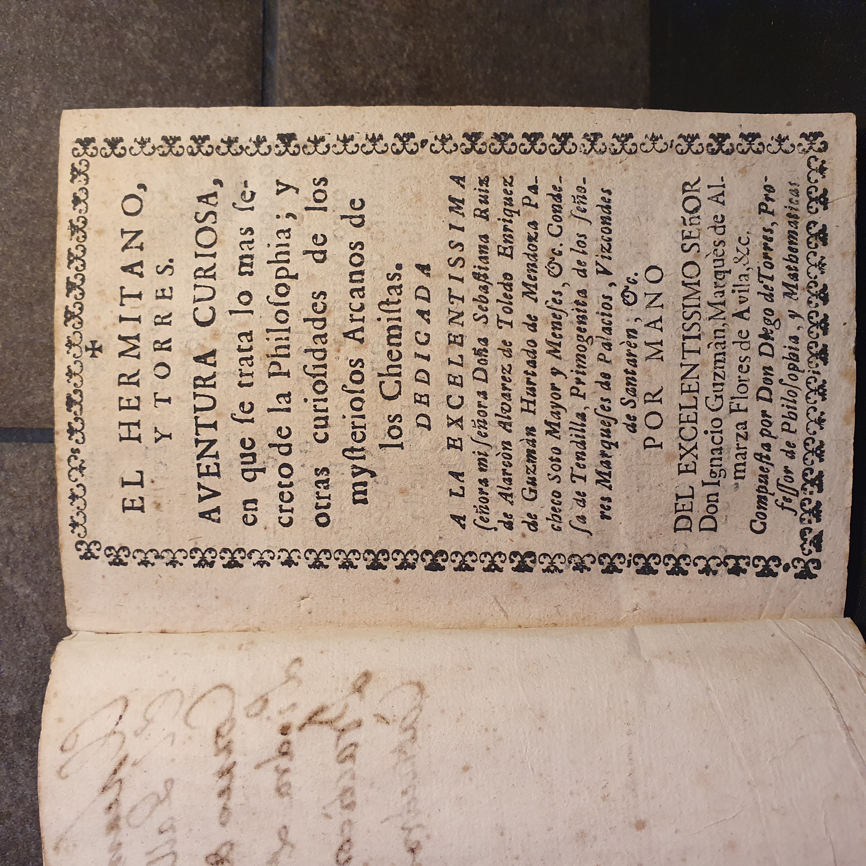 1726.Torres Villaroel.El hermitaño y Torres, aventura cuiosa en que trata lo más secreto de la philosophia. [Usado - Aceptable]