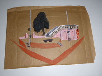 Stage Set with Stairs and pink structure. Original gouache. Williams, Garth (1912 - 1996) [Good]
