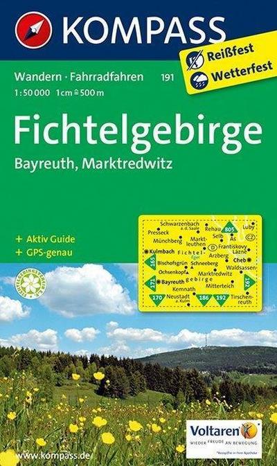 KOMPASS Wanderkarte Fichtelgebirge - Bayreuth - Marktredwitz: Wanderkarte mit Aktiv Guide und Radrouten. GPS-genau. 1:50000 (KOMPASS-Wanderkarten, Band 191) - KOMPASS-Karten