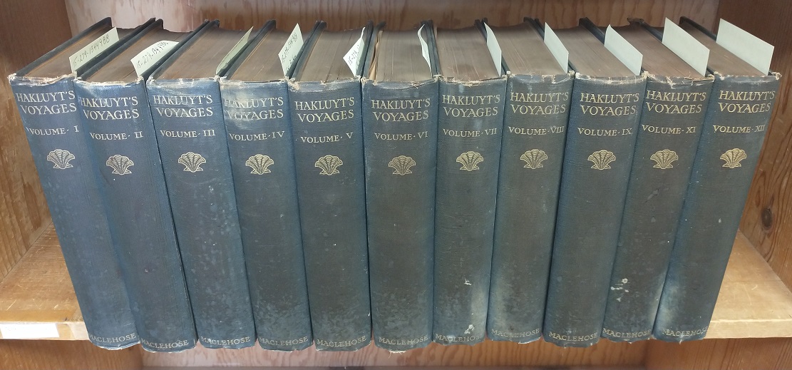 THE PRINCIPAL NAVIGATIONS, VOYAGES, TRAFFIQUES & DISCOVERIES OF THE ENGLISH NATION, MADE BY SEA OR OVER-LAND TO THE REMOTE AND FARTHEST DISTANT QUARTERS OF THE EARTH AT ANY TIME WITHIN THE COMPASS OF THESE 1600 YEARS [12 VOL. SET ; LACKS VOL. 10] - Hakluyt, Richard, 1552?-1616