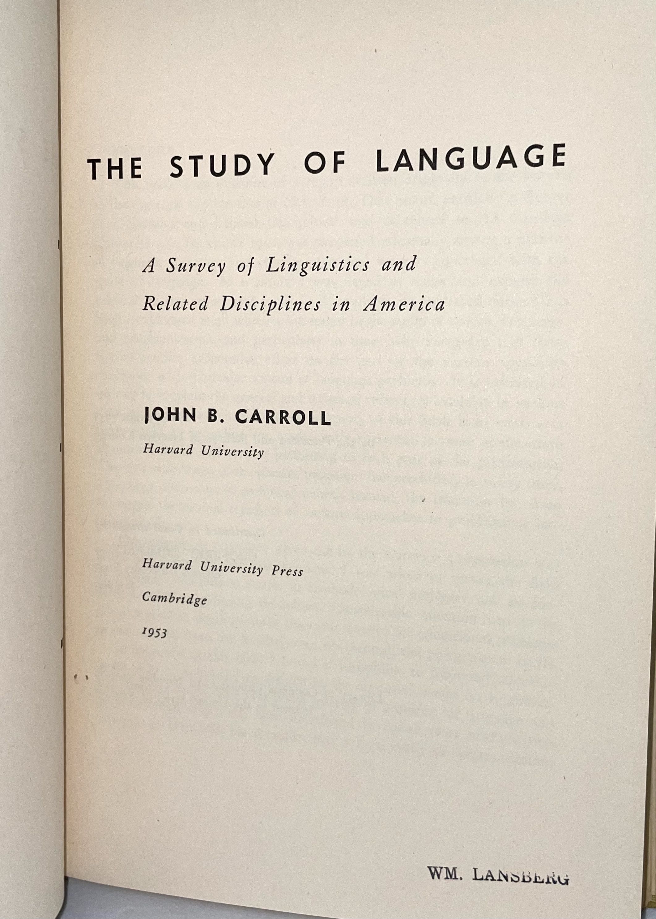 of　Linguistics　A　John　Pope　by　1st　Edition　Survey　Disciplines　Hardcover　Study　Good　America　Related　Dan　Carroll:　in　B.　and　(1953)　of　The　Very　Language:　Books