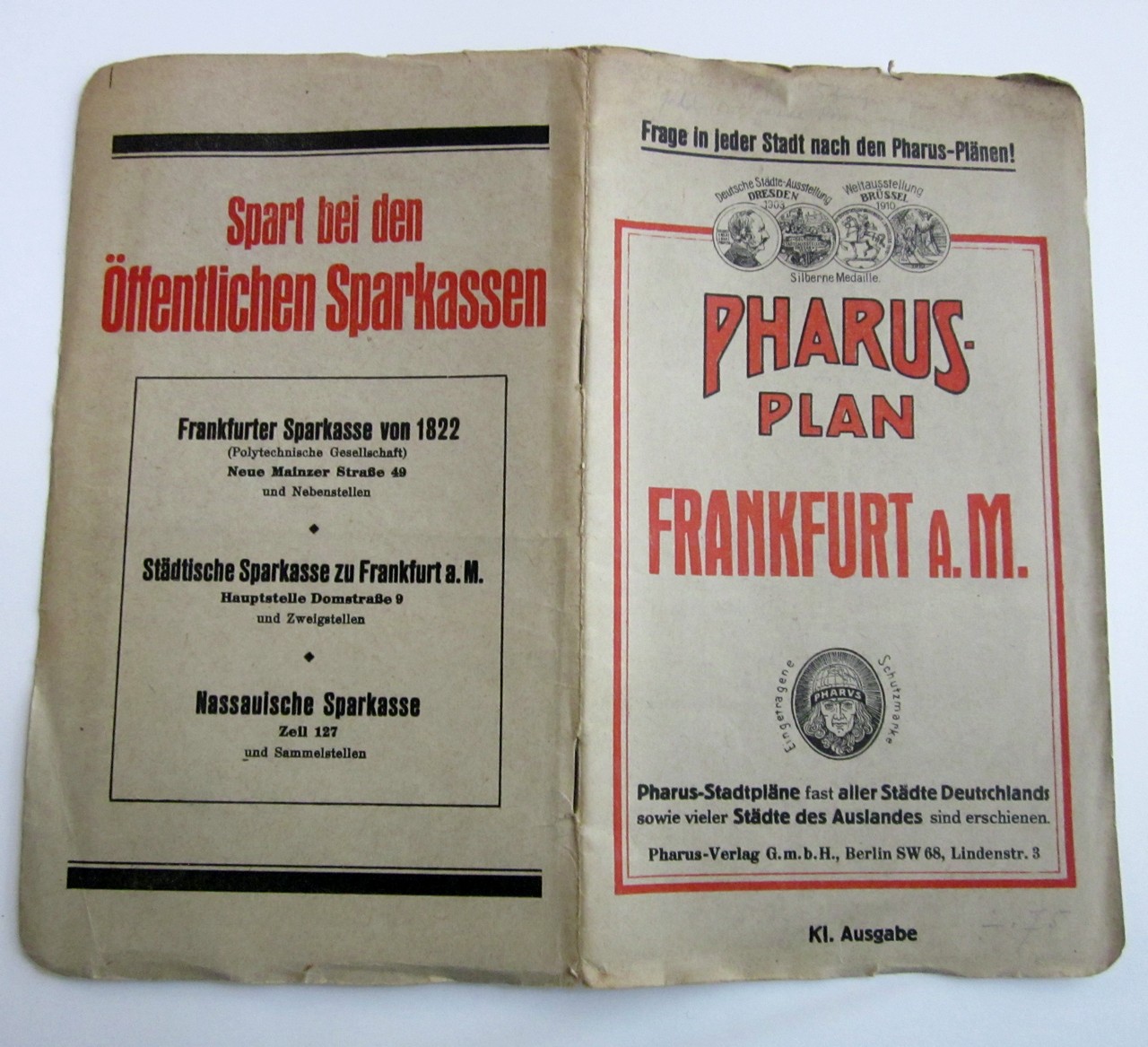 Pharus-Plan Frankfurt A. M. Fold-Out Color Map + Guide: (1928)  Manuscript&nbsp;/&nbsp;Paper&nbsp;Collectible | Ellery Center Books