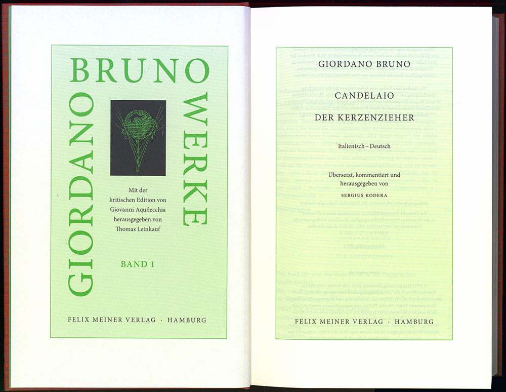 De La Causa Principio Et Uno Werke. 7 Bände (komplett). Band 1: Candelaio - Der Kerzenzieher. Band 2