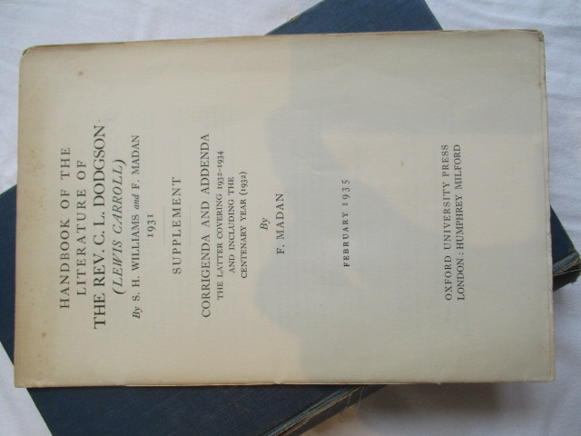 A Handbook of the Literature of the Rev. C. L. Dodgson ( Lewis Carroll ...