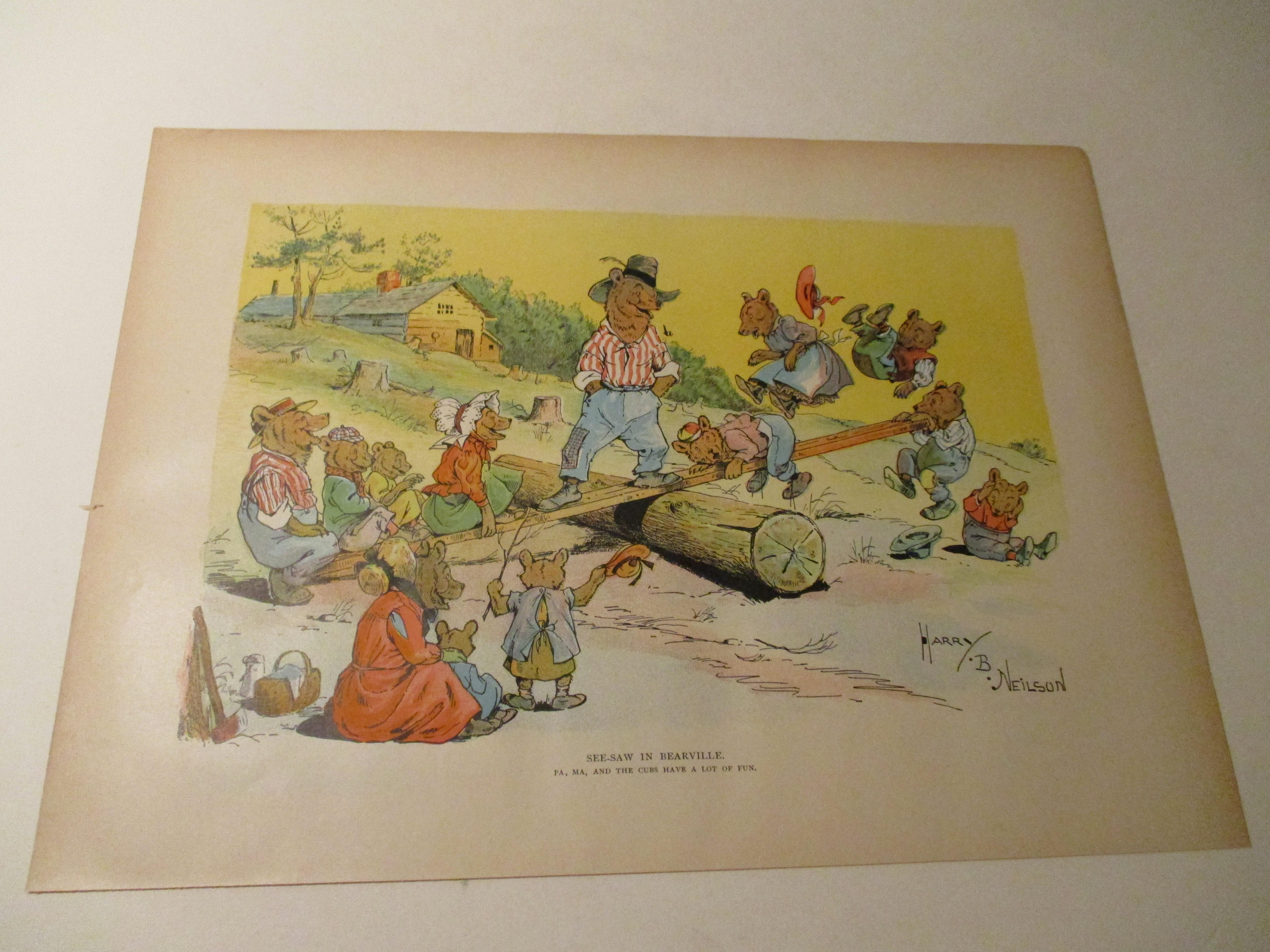 16 Judge Lithograph Of See Saw In Bearville Pa Ma And The Cubs Have A Lot Of Fun Family Of Bears At Play By Harry B Neilson 16 Art Nbsp Nbsp Print Nbsp Nbsp Poster Rareviewbooks