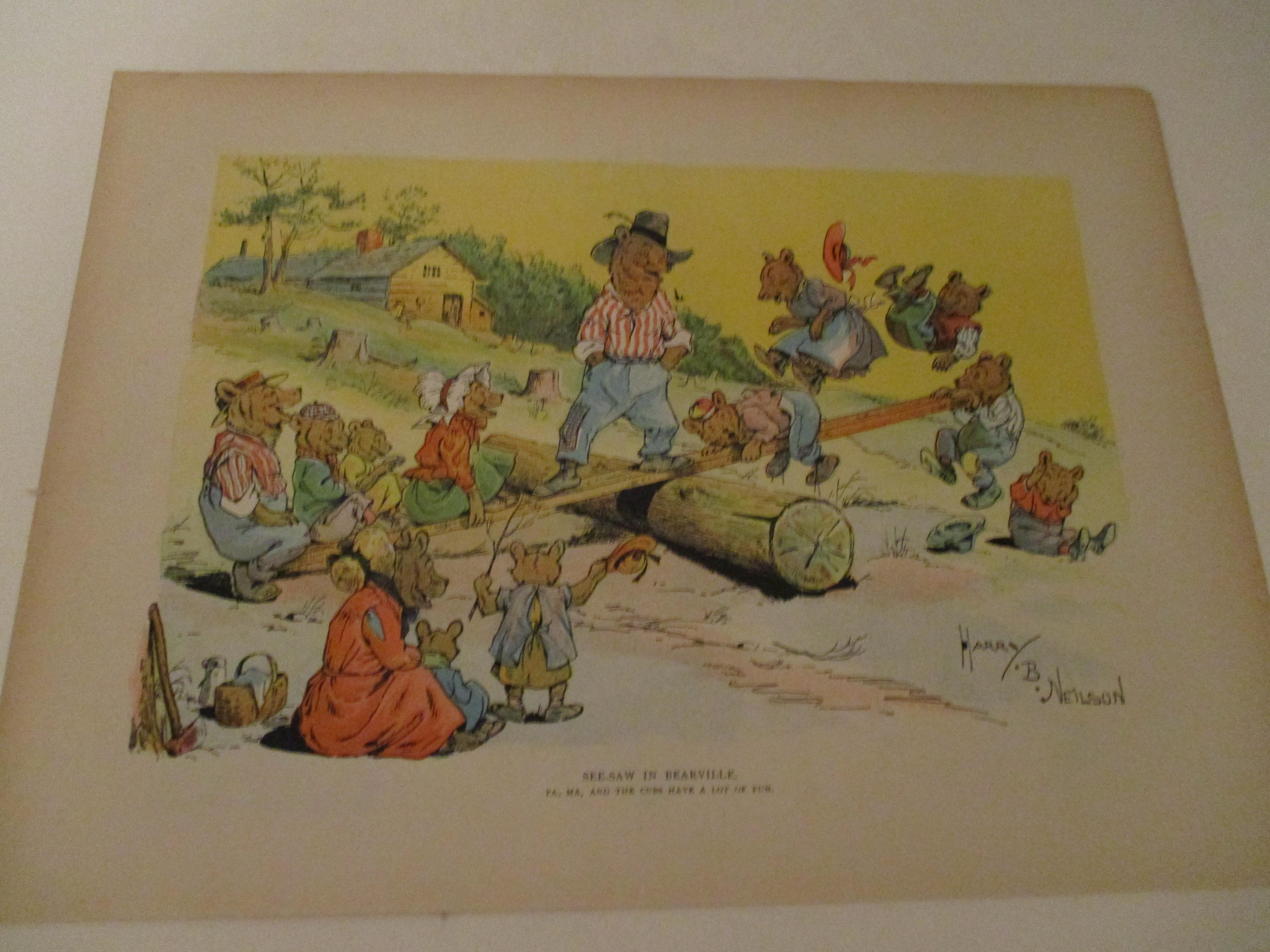 16 Judge Lithograph Of See Saw In Bearville Pa Ma And The Cubs Have A Lot Of Fun Family Of Bears At Play By Harry B Neilson 16 Art Nbsp Nbsp Print Nbsp Nbsp Poster Rareviewbooks