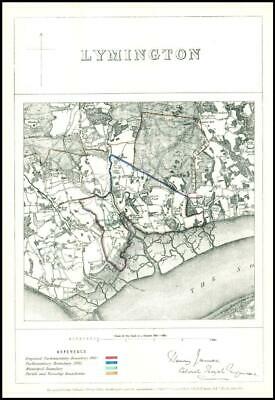 1868 Hampshire Boundary Commission Ordnance MAP PLAN of LYMINGTON (BC100) [Très bon]