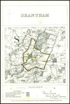 1868 Lincolnshire Boundary Commission Ordnance MAP PLAN of GRANTHAM (BC63) [Très bon]