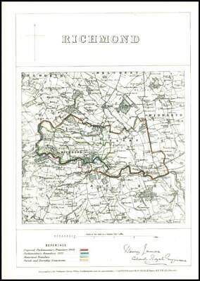 1868 YORKSHIRE Boundary Commission Ordnance MAP PLAN of RICHMOND (BC137) [Très bon]