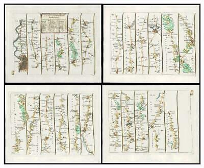 1719 FOUR Antique Road Maps LONDON to ST DAVIDS WALES Gloucestershire (38) [ ]