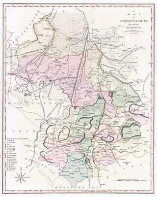 1800-10 Large Engraved Map of CAMBRIDGESHIRE John Cary Original Colour (CL3) [Très bon]