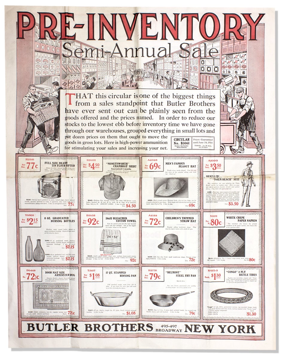 Pre-Inventory Semi-Annual Sale...Butler Brothers...New York. [caption title of oversized circular] [Butler Brothers] [ ]