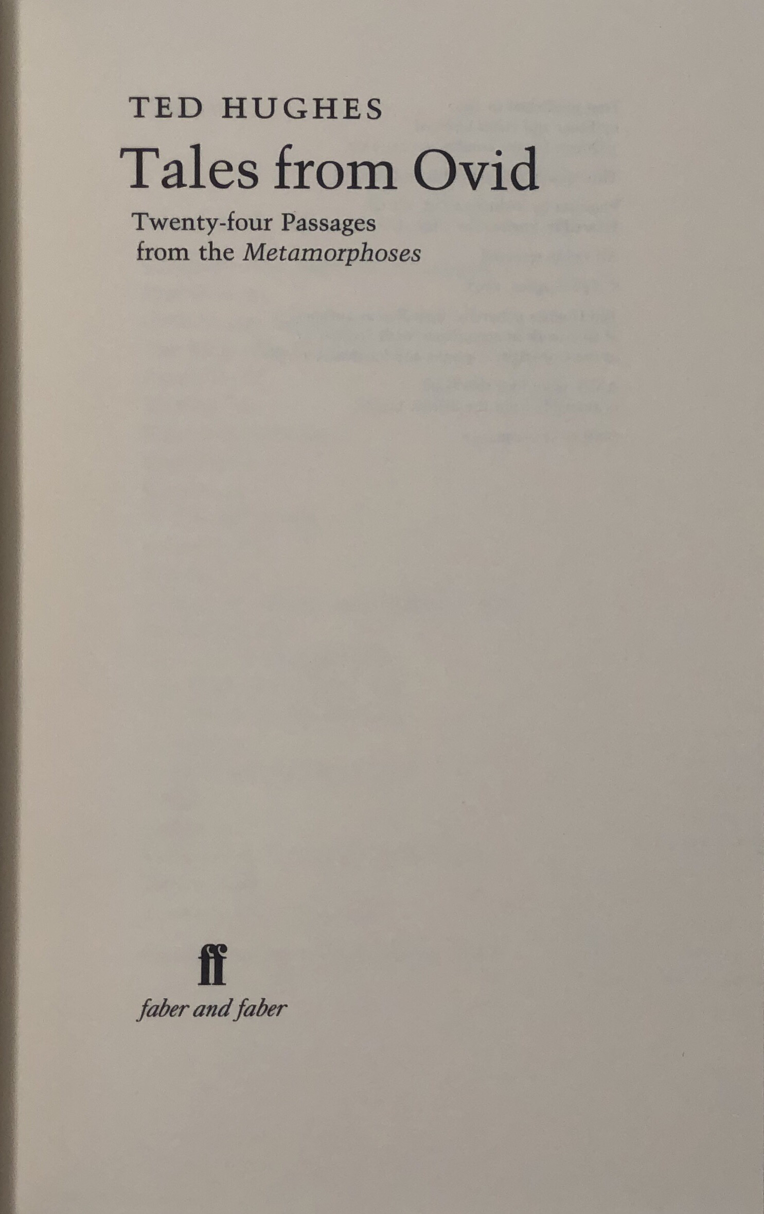 Tales from Ovid by HUGHES Ted: (1997) Signed by Author(s) | Maggs Bros