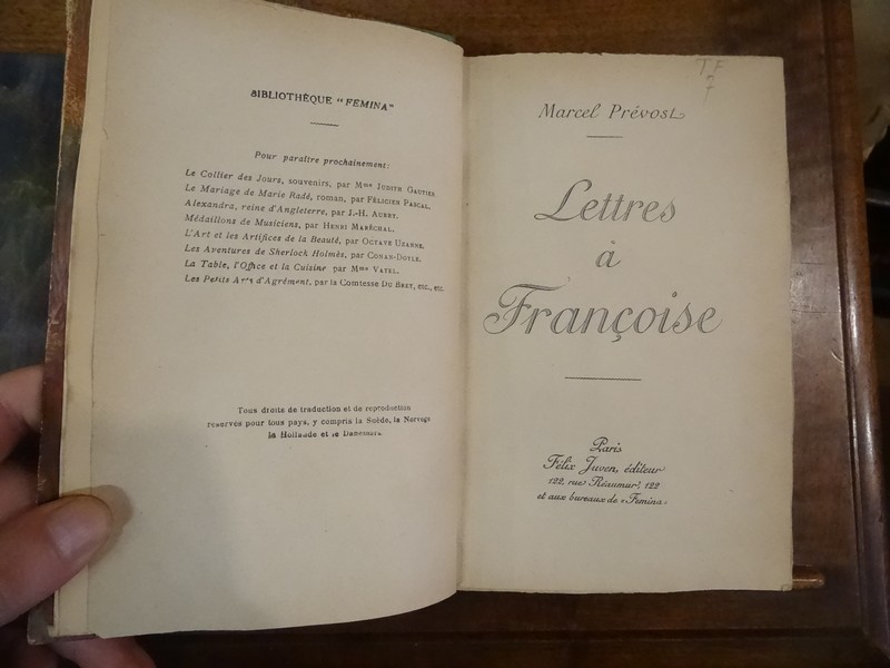 Lettres à Françoise, suivi de : Lettres à Françoise Mariée. by Prévost ...
