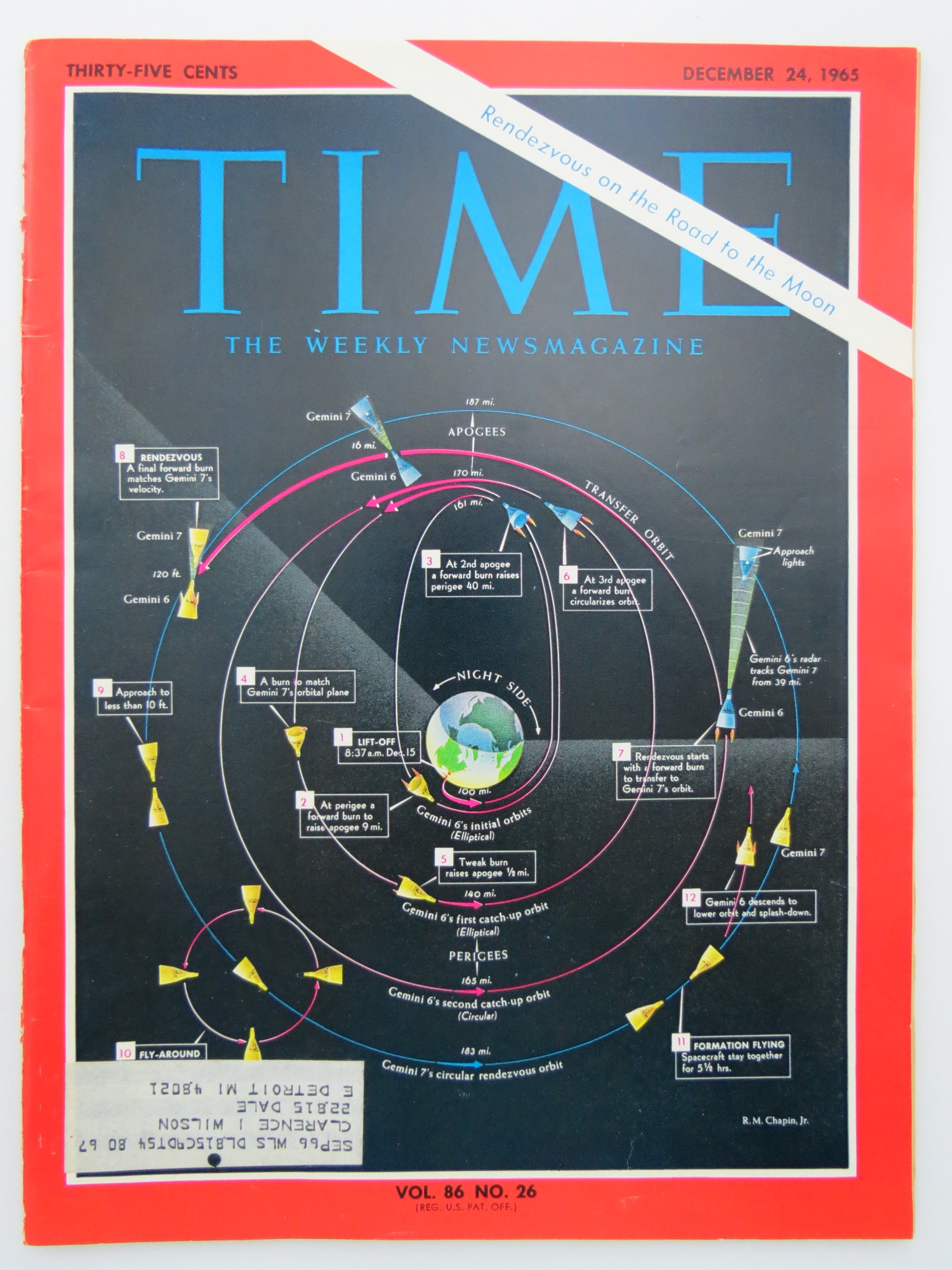 TIME MAGAZINE DECEMBER 24, 1965 (RENDEZVOUS ON THE ROAD TO THE MOON
