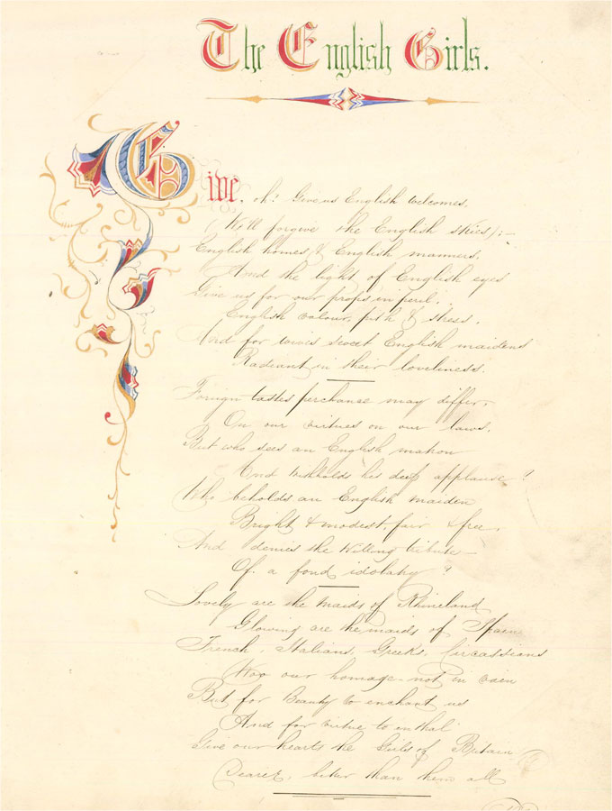 J. G. S - 1851 Gouache, Set Of Illuminated Poems J. G. S [ ]