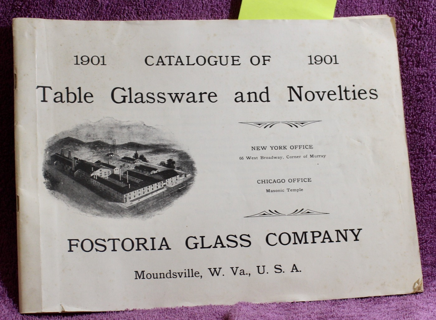1901 CATALOGUE OF TABLE GLASSWARE AND NOVELTIES FOSTORIA GLASS COMPANY [Good] [Softcover]