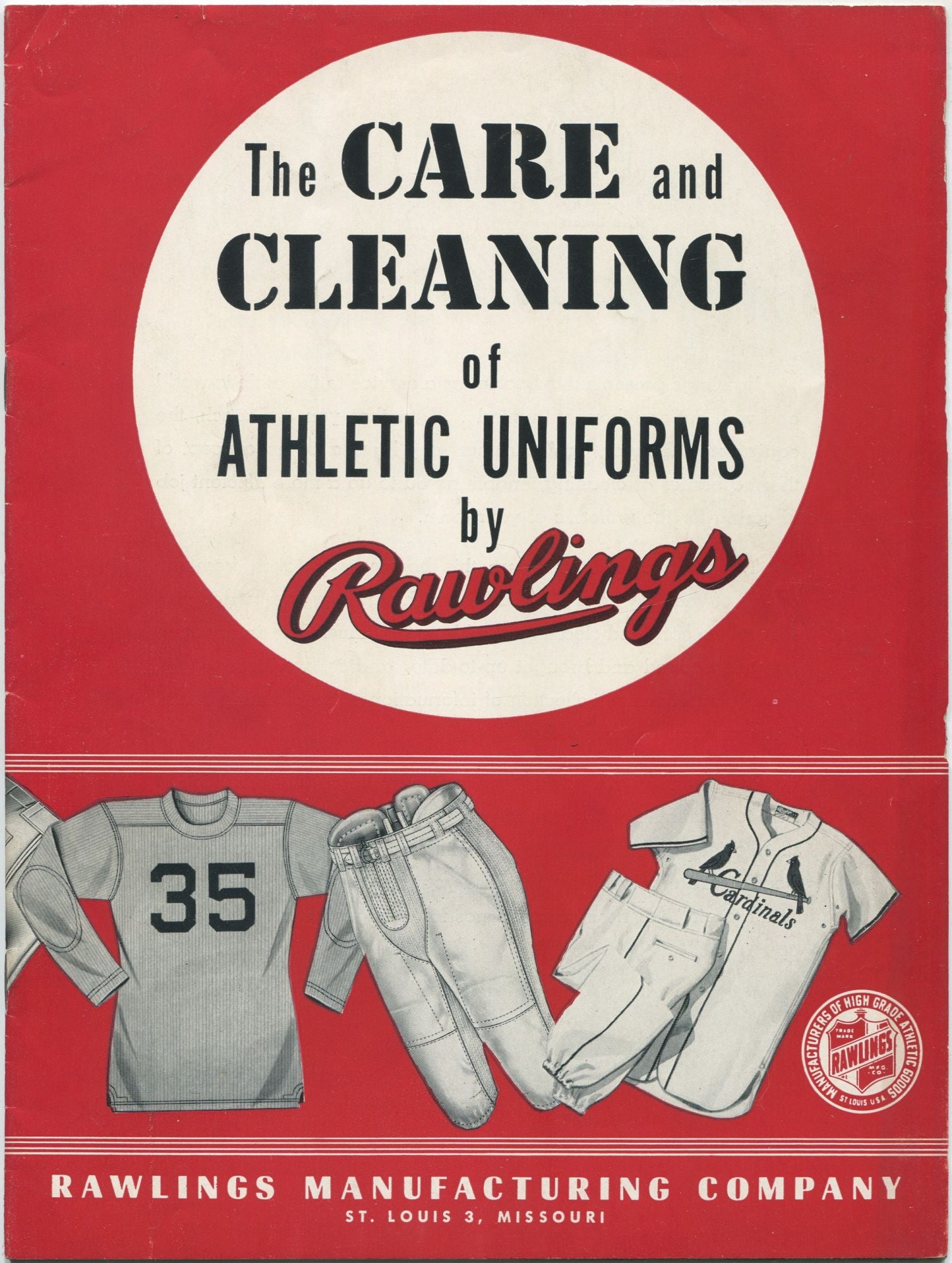 [Cover Title]: The Care and Cleaning of Athletic Uniforms by Rawlings [Near Fine] [Softcover]