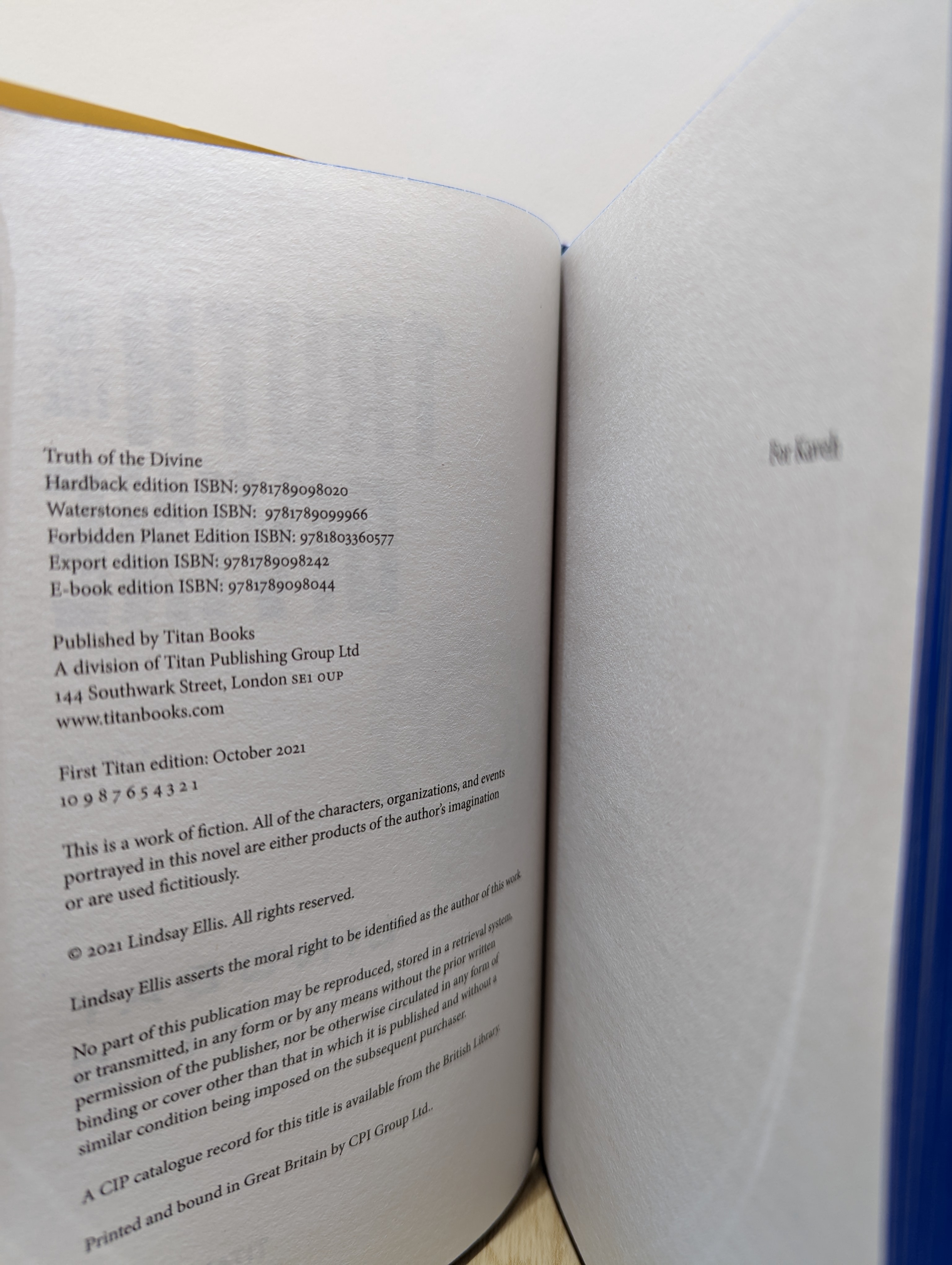 Truth of the Divine - Noumena (Signed First Edition with