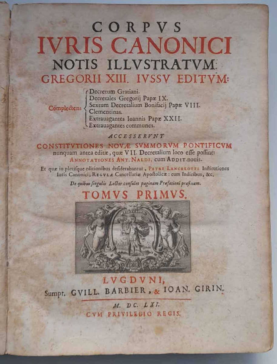 Abebooks Corpus iuris canonici notis illustratum Gregorii XIII. iussu editum. Tomus primus