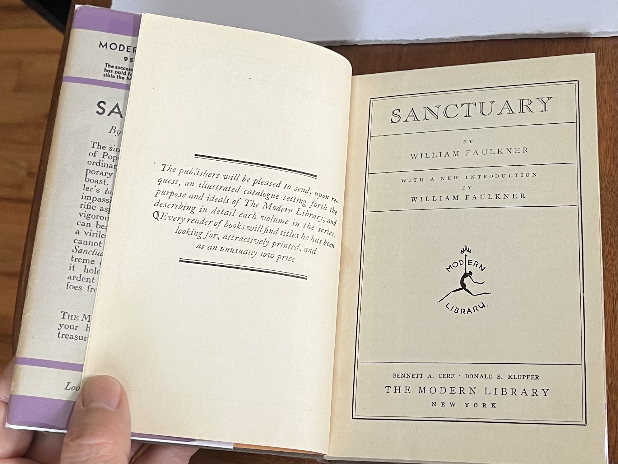 Sanctuary **RARE MODERN LIBRARY EDITION WITH DUST JACKET