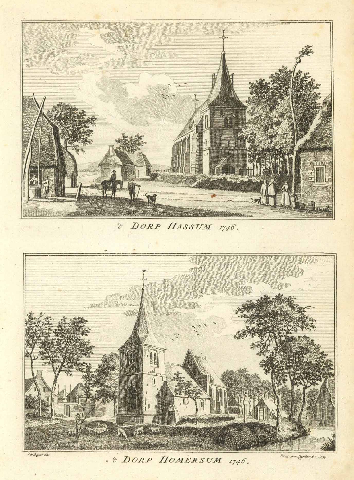Dorf Hassum und Dorf Hommersum mit Kirche. von GOCH Hassum Kunst