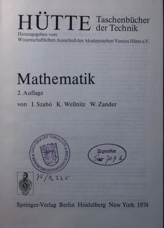 Mathematik. - Szabó, I.