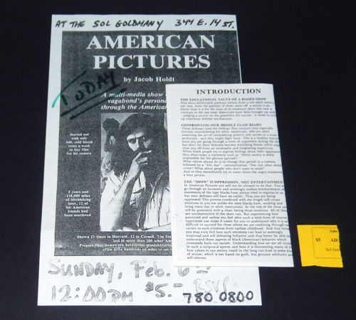 Jacob Holdt: American Pictures Lecture Pamphlet Poster by Holdt, Jacob: Pamphlet (2000) | A&D Books